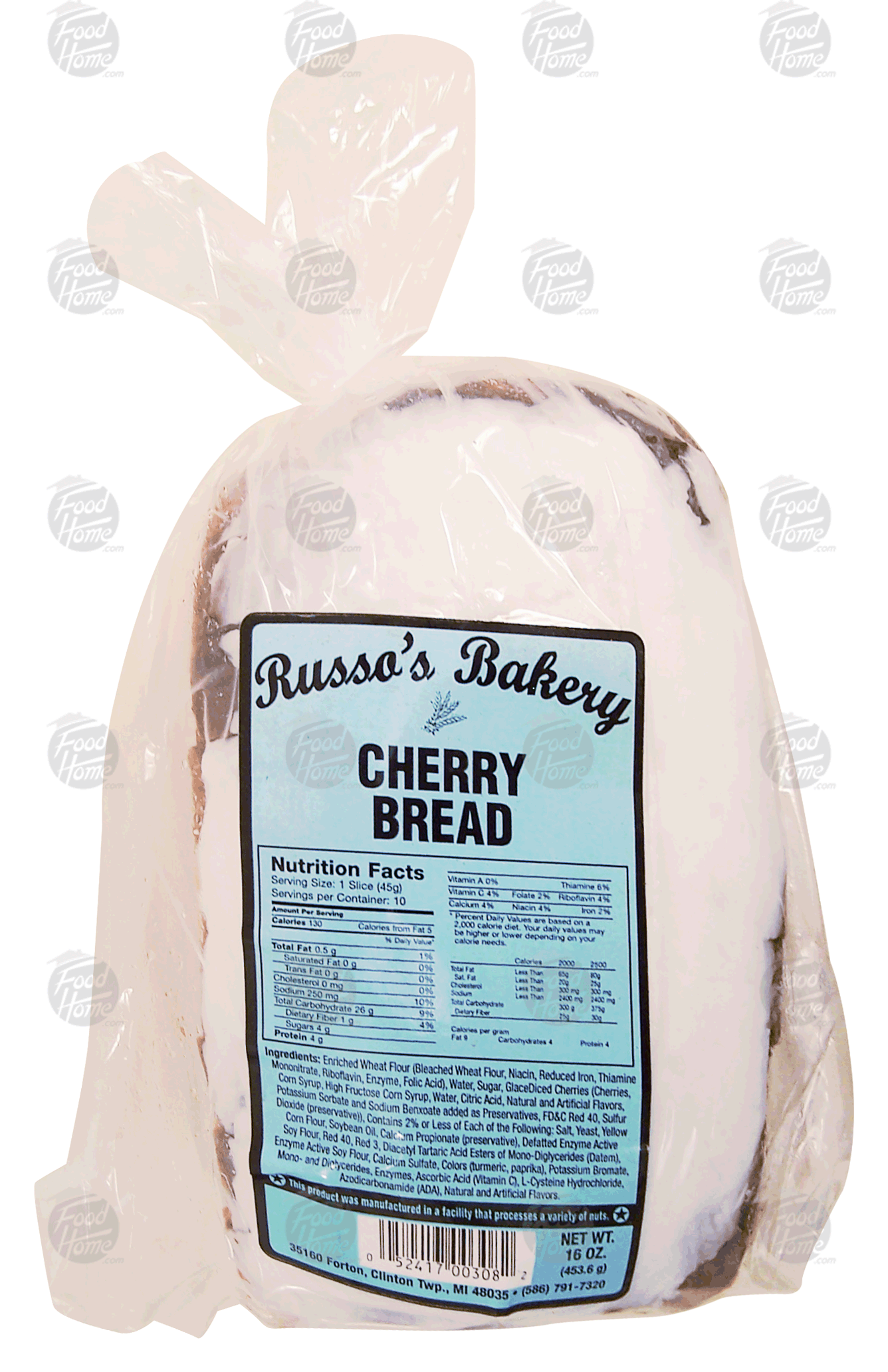 Russo's Bakery  cherry bread, sliced, white frosting coating Full-Size Picture